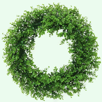 Elegant 24" Artificial Boxwood Wreath - Lush Greenery for Home Decor, Perfect for Front Door and Indoor/Outdoor Use, All-Seasons Decorative Wreath, Floral Home by Artificial Flowers